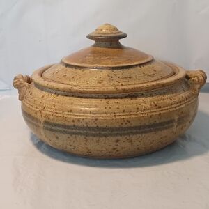 Vintage Studio Pottery Stoneware Casserole - Artist Signed